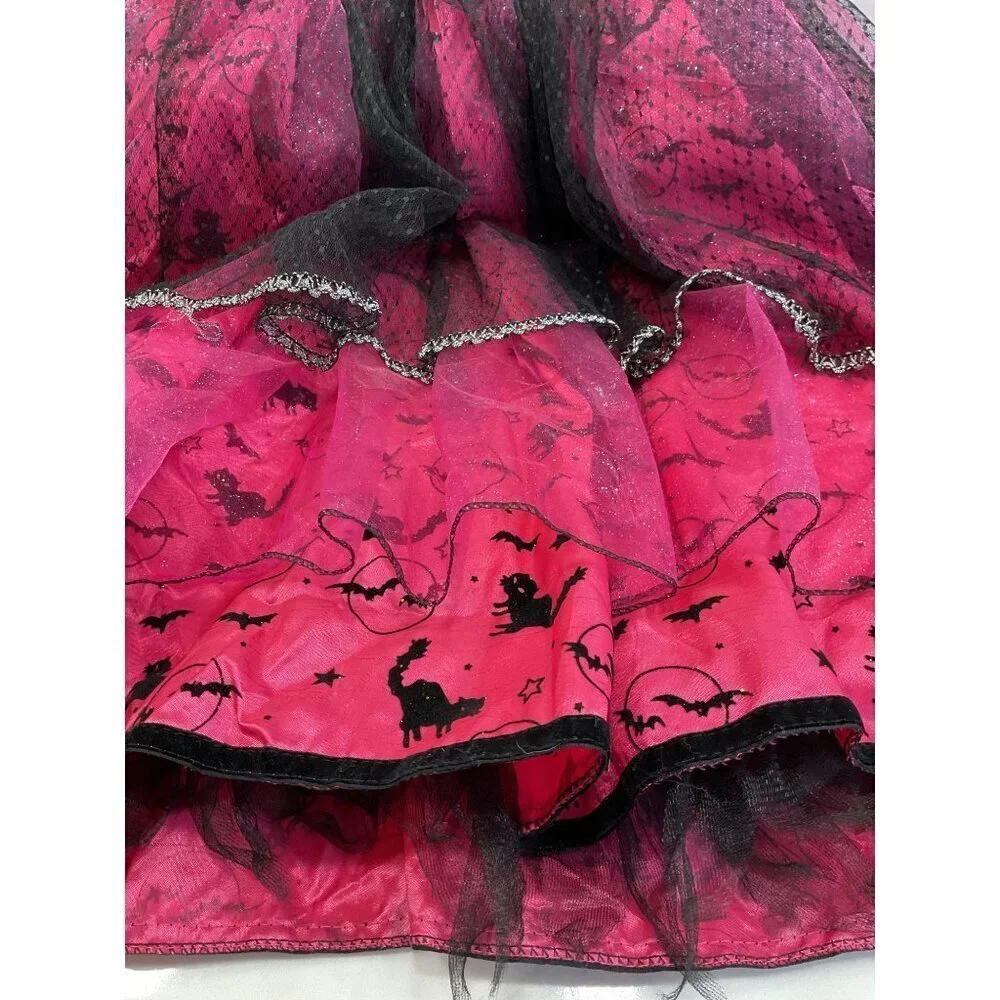 Rubies Pink & Black Witch Costume Girls Medium With Choker Halloween Dress